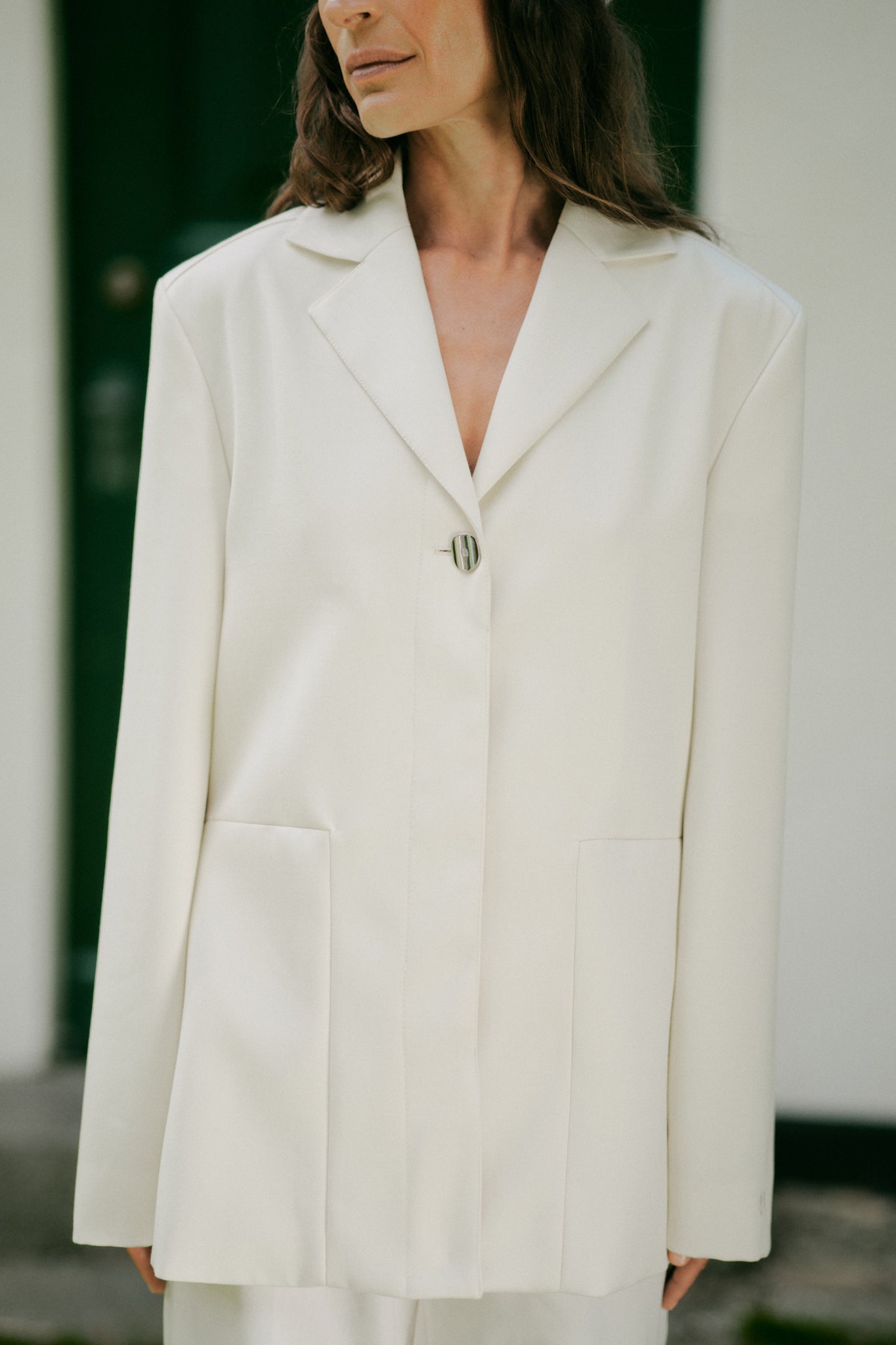 ♡m♡CARLA Lady handsome jacket（White） Carla Coat | Merino Wool Coat for Women | BELLAURA
